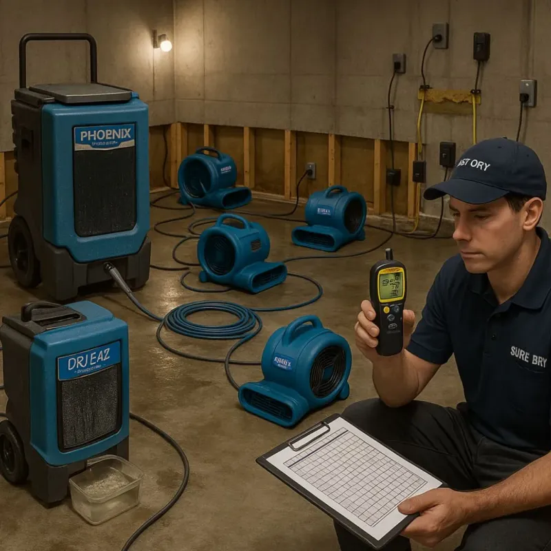 Structural Drying and Dehumidification process in Peapack, NJ